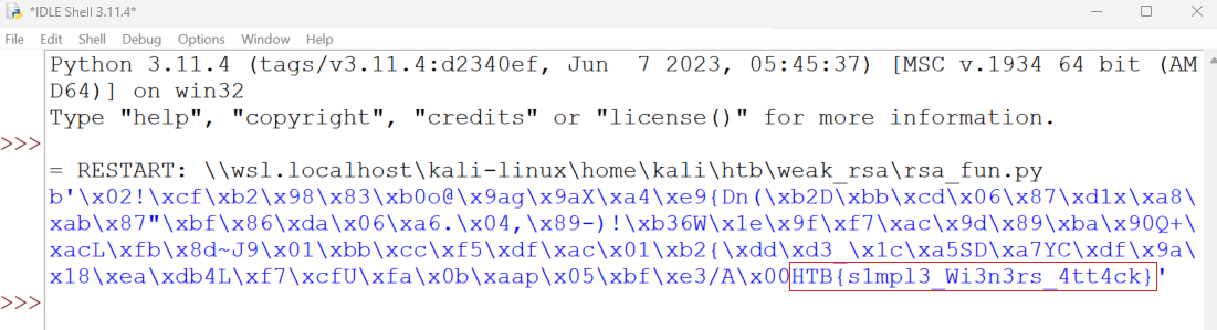 Pwn's function output containing the flag