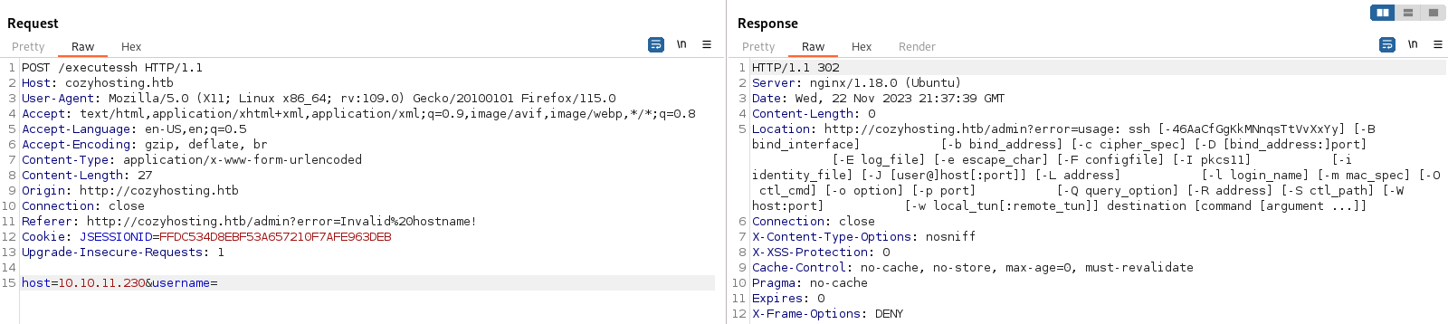 SSH response info