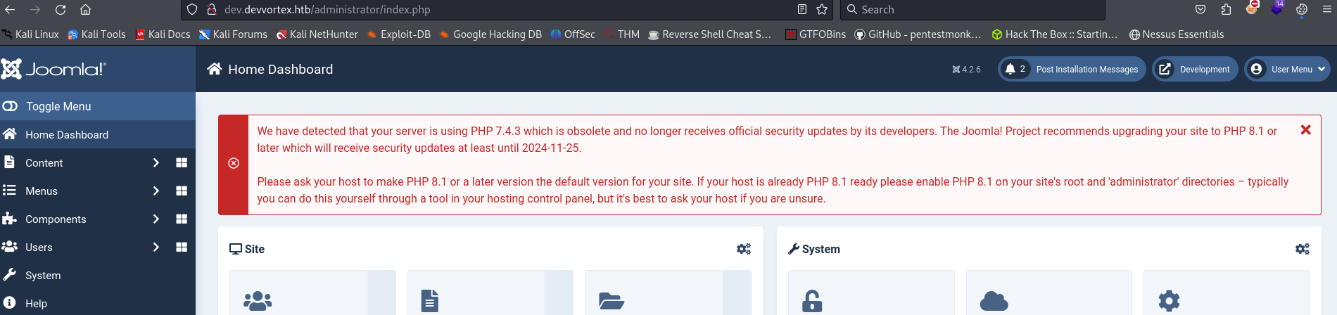 Logged in as admin