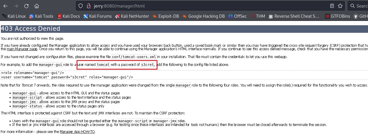 Default credentials