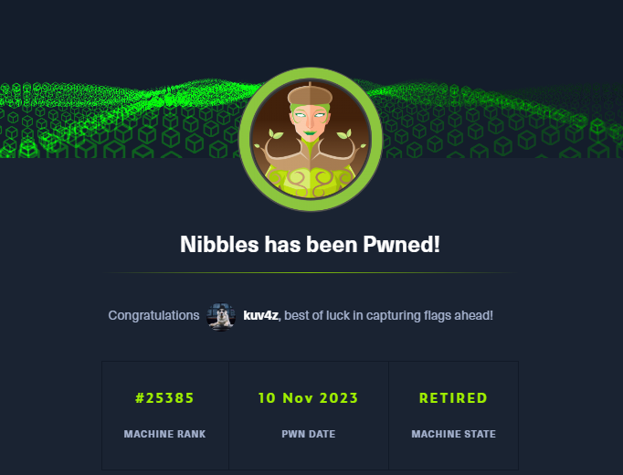 Nibbles machine pwnd