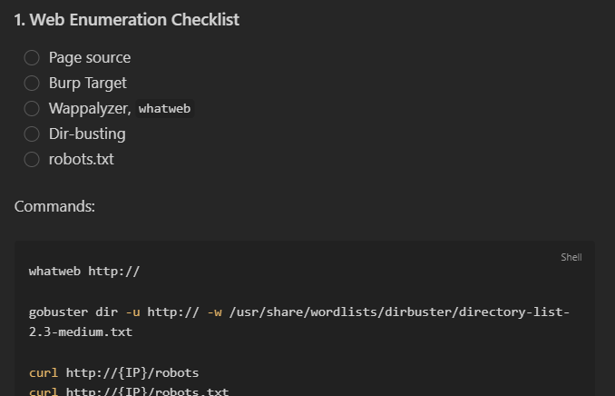 Web Enumeration Checklist