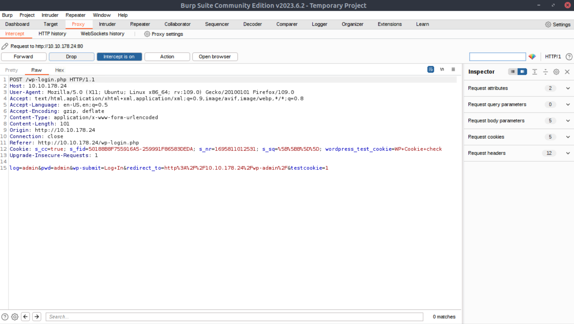 Captured failed login attempt with Proxy.