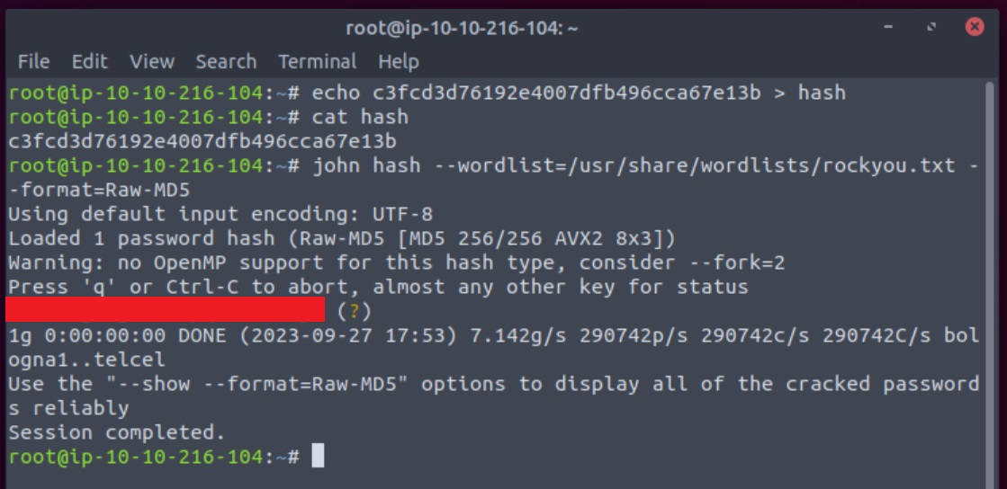 Cracking hashes with john.