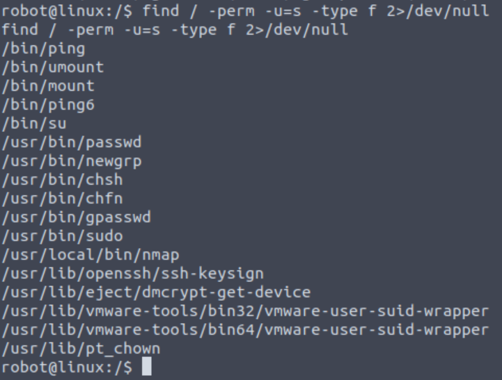 Searching for SUID files.